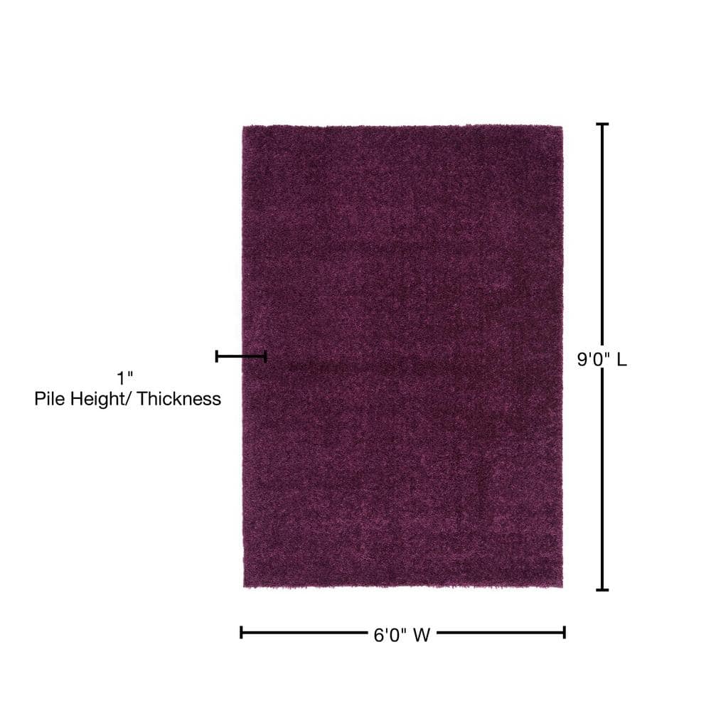 Plush Purple Square Shag Rug 6' x 9' - Hand-knotted Easy Care