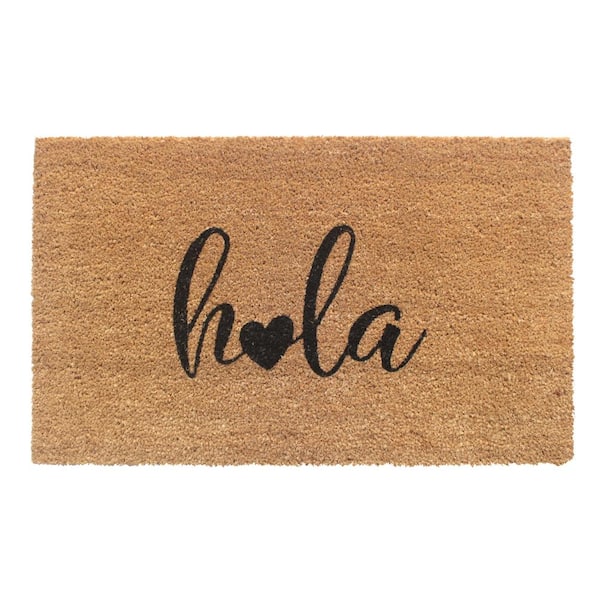 RugSmith Hola Heart Black 30in. x 18in. Door Mat