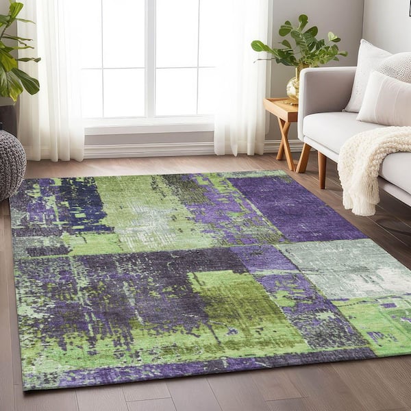 Chantille Machine Washable Indoor/Outdoor Abstract ACN1866 Aloe 9 ft. x 12 ft. Accent Rug