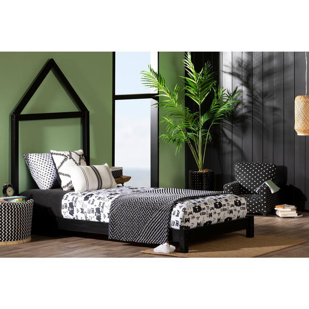 Whimsical Sweedi Twin House Frame Bed in Matte Black