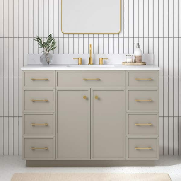 Reviews for Glacier Bay Marcote 48 in. Single Sink Greige Bath Vanity ...