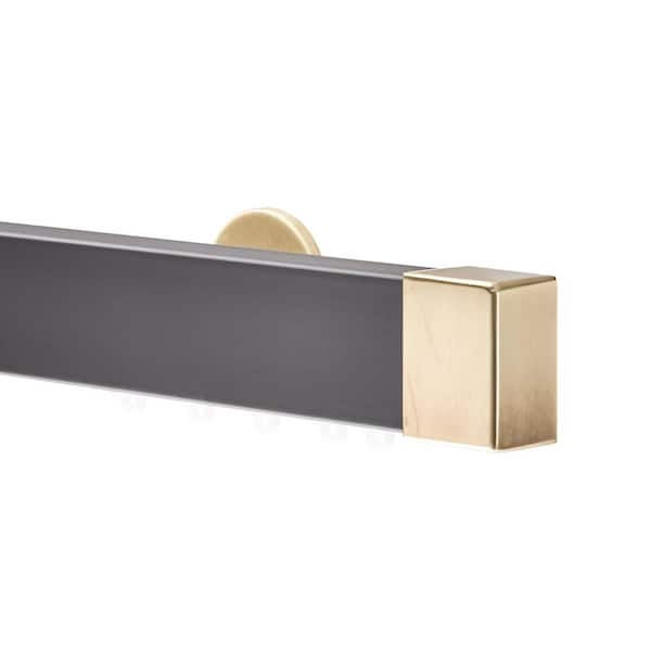 Kontur Evo Pro 84 in. Non-Adjustable 2 in. Single Traverse Curtain Rod Set in Dusk with Vintage Brass Endcap Finial