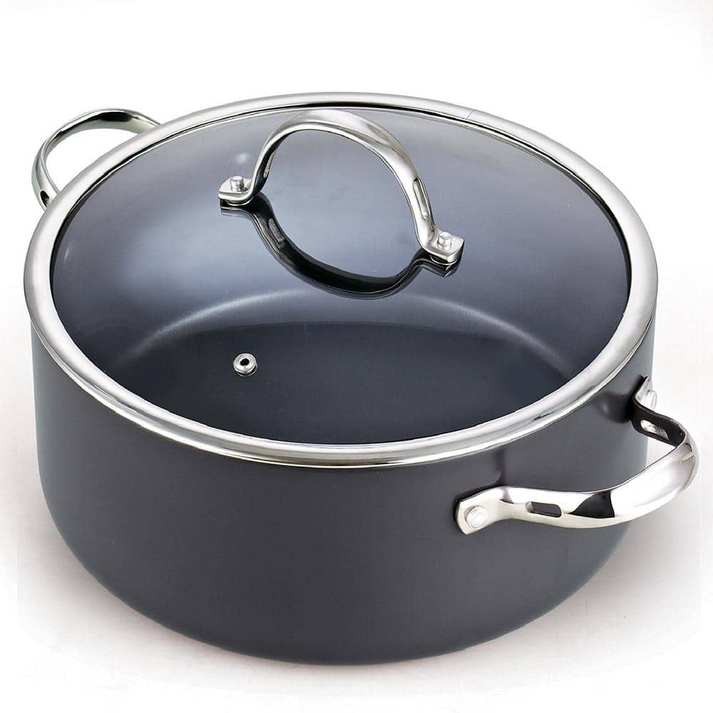  24Qt Dutch Oven Non Stick Heavy Gauge Aluminum Extra Large  Casserole Pot With Glass Lid Fits 6 Gallons For Healthy Cooking: Home &  Kitchen