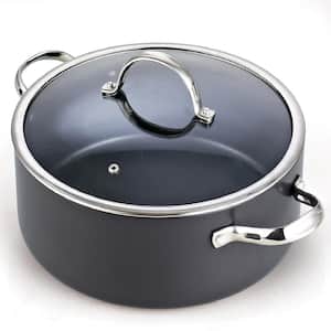 7 qt. Round Hard-Anodized Aluminum Nonstick Casserole Dish in Black with Glass Lid