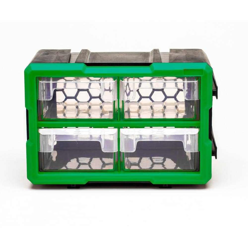 Steel Vision 4-Compartment Interlocking Small Parts Organizer, Green or ...