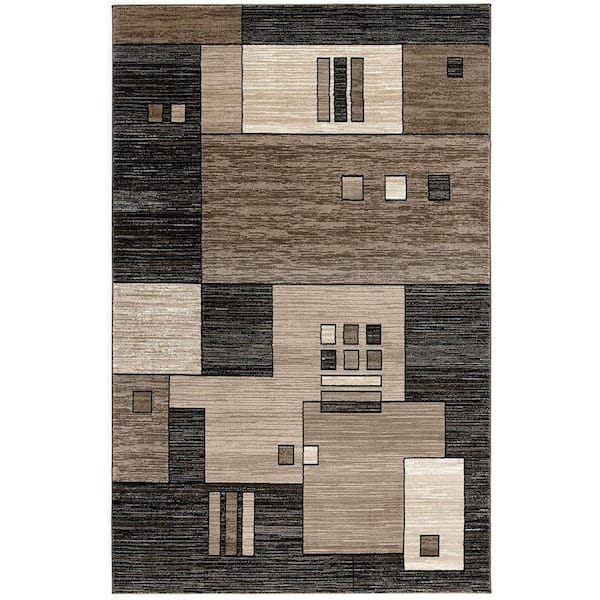 Montage Beige (2 ft. x 6 ft.) - 2 ft. 3 in. x 6 ft. Modern Abstract Doormat Area Rug Entrance Floor Mat