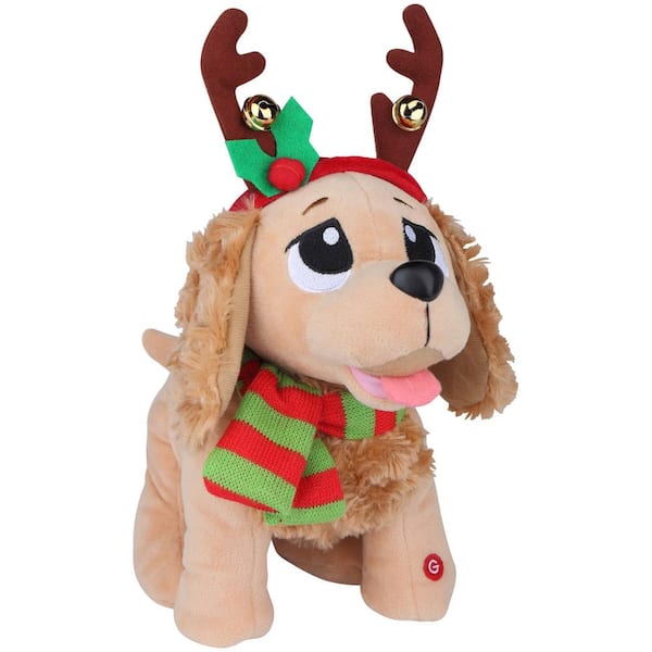 Home Accents Holiday 11.02 in. Begging-Cocker Spaniel in Reindeer Costume