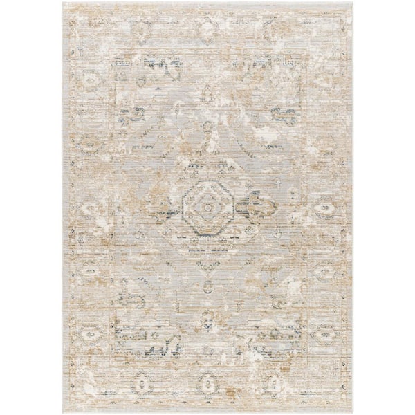 Livabliss Edmonton Light Gray Medallion 9 ft. x 12 ft. Indoor Area Rug