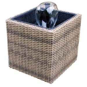 Koolscapes Wicker-Look Water Feature Mini Pond and Fountain, Brown, 200 GPH Self-Contained Pond Kit