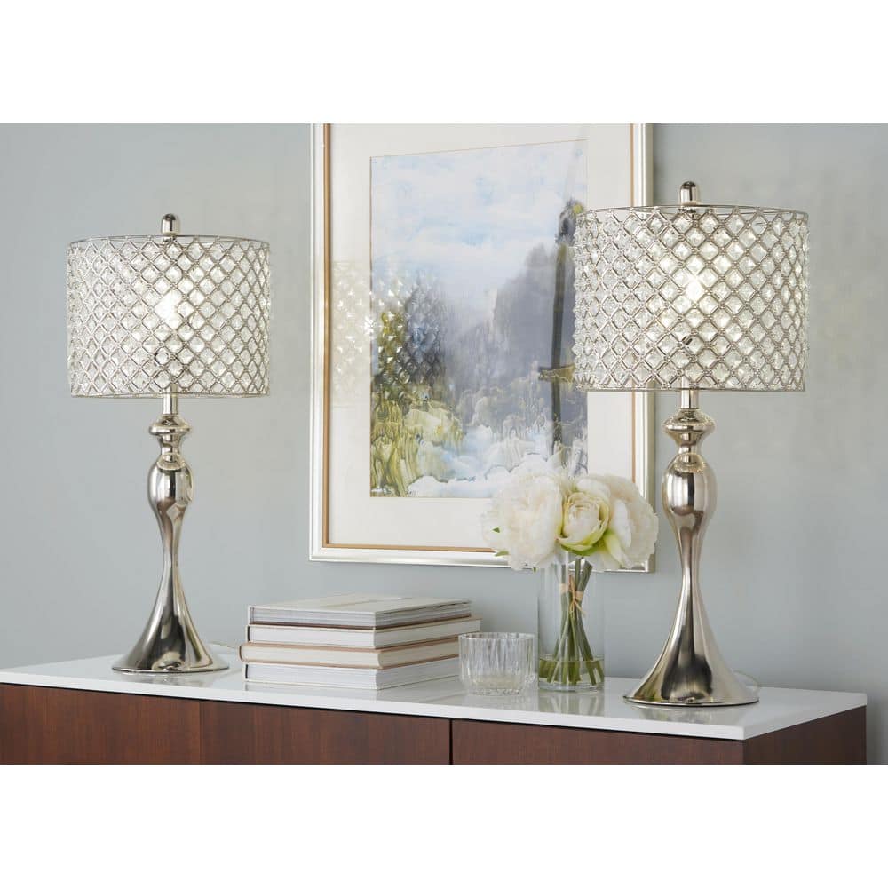 MOGA BROOK CRYSTALAMP Ⅱ LumiSource Ashland 27.25 in. Polished Nickel and Clear Square
