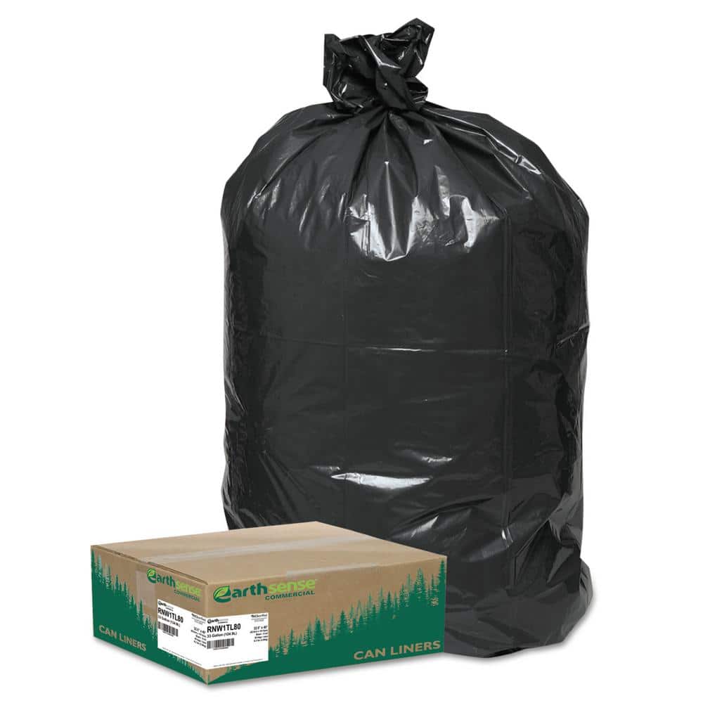 33 Gal. 0.9 mil, 32.5 in. x 40 in. Black Linear Low Density Large Trash and