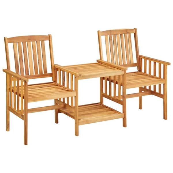 Modern Brown 3-Piece Wood Outdoor Bistro Set