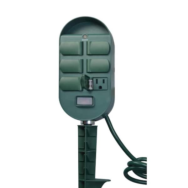 WiOn Outdoor Wi-Fi Yard Stake with 6-Outlet with Wireless Switch and  Programmable Timer