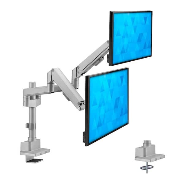 Full Motion Dual Monitor Desk Mount, Height Adjustable with Gas Spring Arms, holds screens from 19 in. to 32 in.