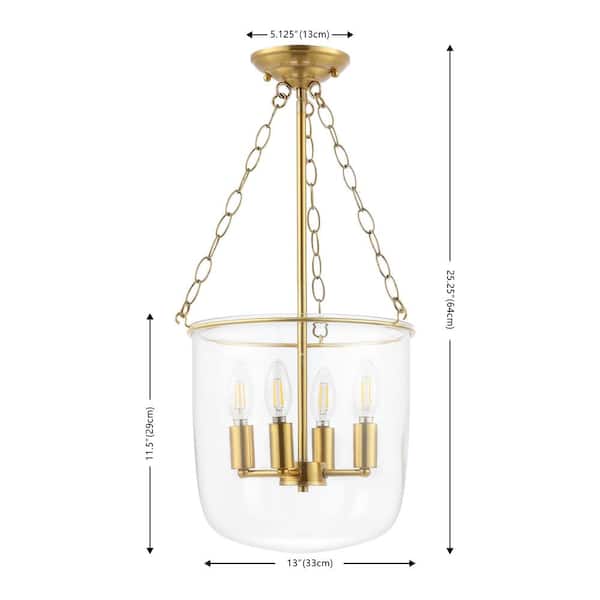 SAFAVIEH Dahye 4-Watt 4-Light Clear Pendant Light with Glass Shade