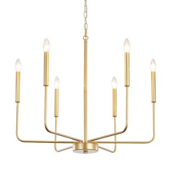 LWYTJO Classic 6-Light Traditional Fixture Spray Gold Modern Farmhouse  Kitchen Island Candle Chandelier D0070-6-PG-UL - The Home Depot