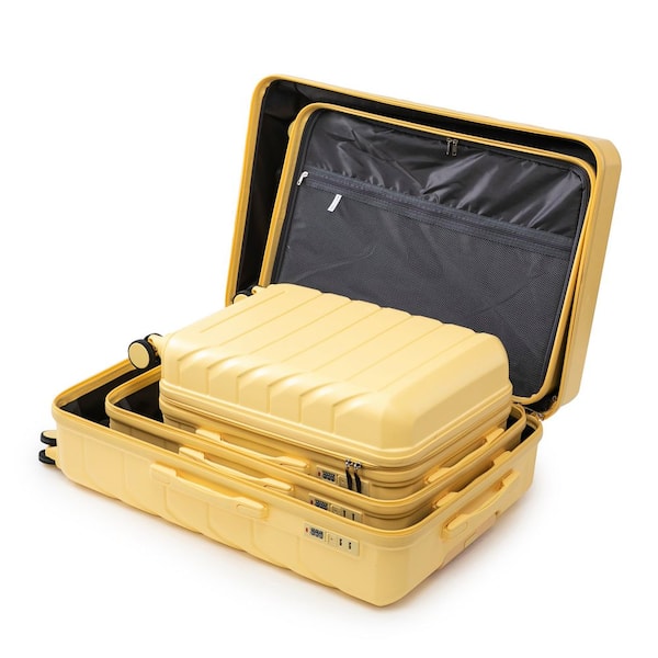 Tatahance 3-Piece Yellow ABS Hardside Spinner Wheel Luggage Set