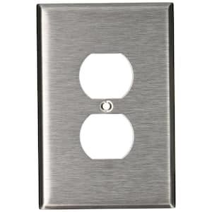 1-Gang 1 Duplex Receptacle, Large/Jumbo Size Wall Plate - Stainless Steel