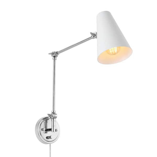WINGBO Nickel and White Swing Arm Wall Lamp, Modern Adjustable Wall Mounted  Sconce WBWL-Y045-NW - The Home Depot