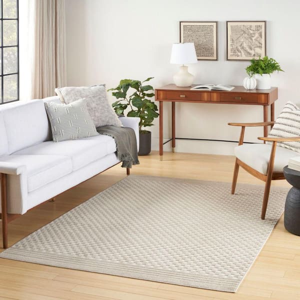 Casual Beige 7 ft. x 9 ft. Checker Contemporary Area Rug