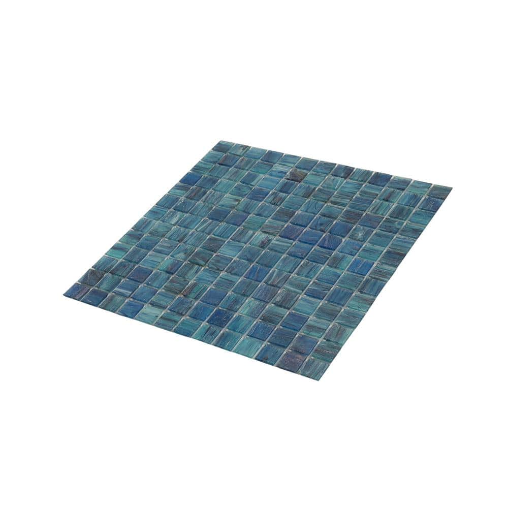 Celestial Sea Blue Glossy Glass Mosaic Wall and Floor Tile