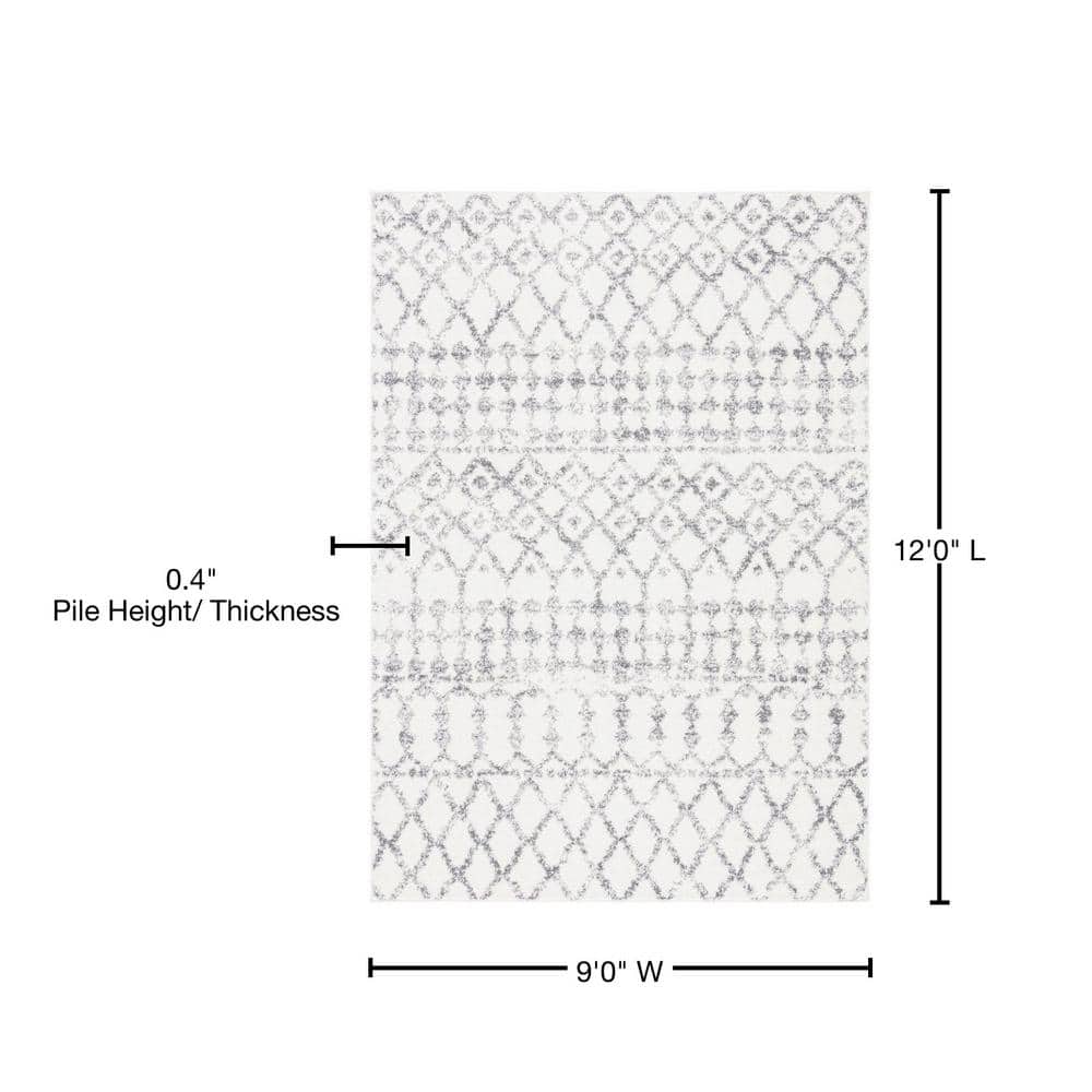 Modern Geometric 9' x 12' Gray Synthetic Area Rug