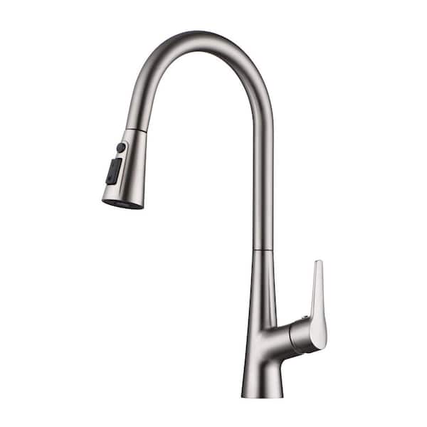 Hourglass Stream Touchless in Brushed Nickel 18.5 in Pull Down Sprayer Kitchen Faucet with 360 Degree Spout Swivel