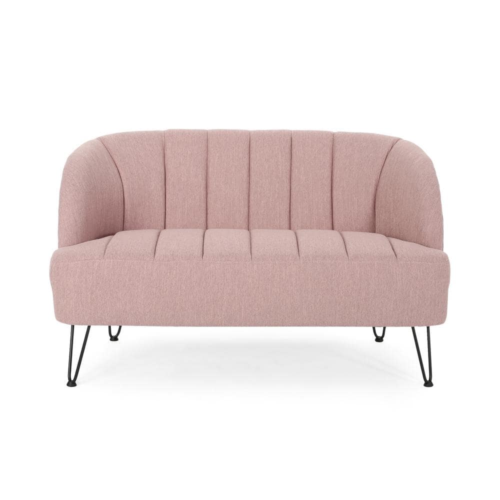 Lupine 49.5 in. Light Blush/Black Polyester 2-Seater Loveseat with Slope Ar
