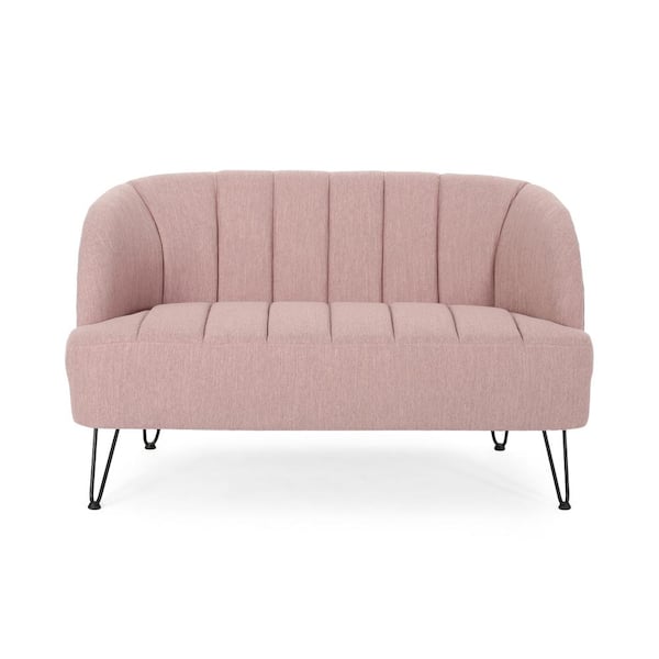 Unbranded Lupine 49.5 in. Light Blush/Black Polyester 2-Seater Loveseat with Slope Arms