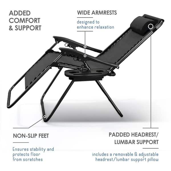 HEARTH & HARBOR Black Zero Gravity Chairs, Metal Outdoor Lawn