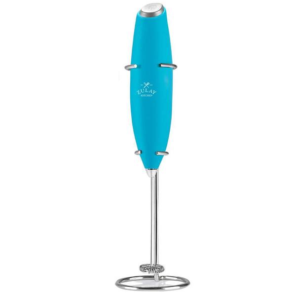 Zulay Kitchen Powerful Milk Frothier Handheld Foam Maker for Lattes - Matte Sky Blue