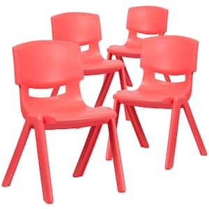 4-Pack Red Plastic Stackable School Chair with 15.5 in. Seat Height