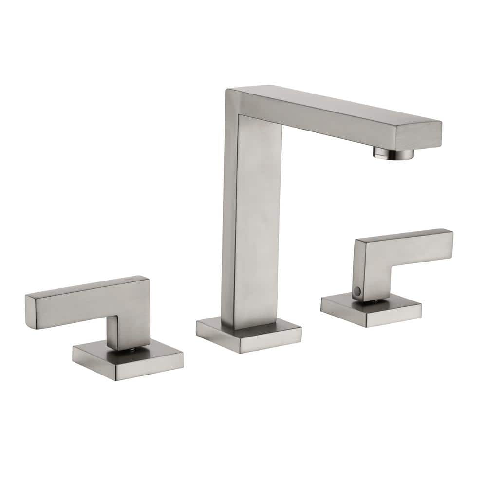 8 in. Widespread Double Handle 3 holes Bathroom Faucet with Valve and cUPC Water Supply Hoses Included in Brushed Nickel price history on PriceWatchPro