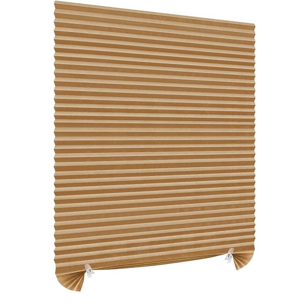 Brown Cordless No Drill Clip on Stick Self Adhesive Temporary Window Pleated Paper Vertical Blind - 24 in. W x 59 in. L price history on PriceWatchPro