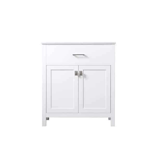 30 in. W x 19 in. D x 34 in. H Bath Vanity in White with Calacatta White Engineered Marble Top