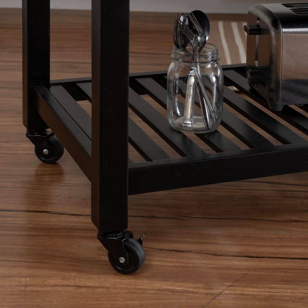 Pierce Black Kitchen Cart with Storage, Casters - thumbnail 5