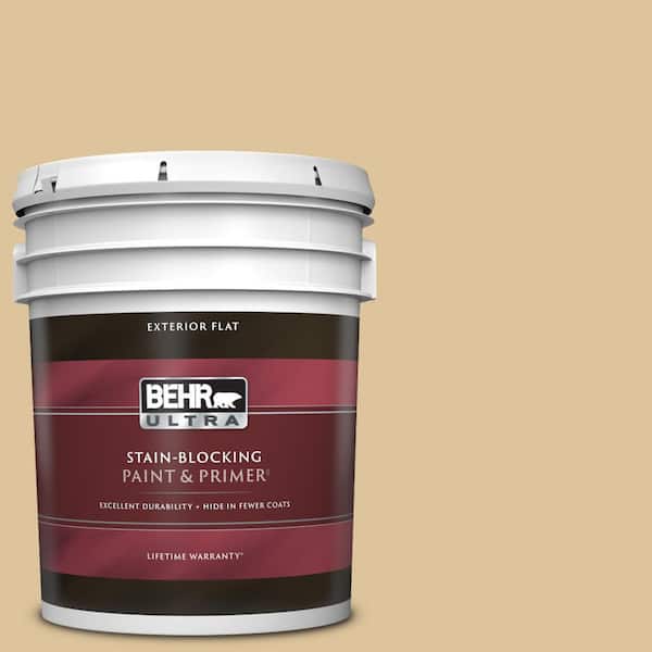 BEHR ULTRA 5 gal. #S300-3 Almond Cookie Flat Exterior Paint & Primer