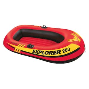 Red Explorer 200 Inflatable Vinyl 2-Person Raft Boat Set