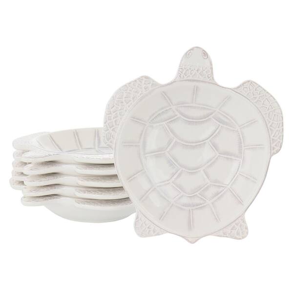 Gibson Coastal Home Cape Coral 28 fl. oz. White Stoneware Durastone Turtle Bowl Set of 6