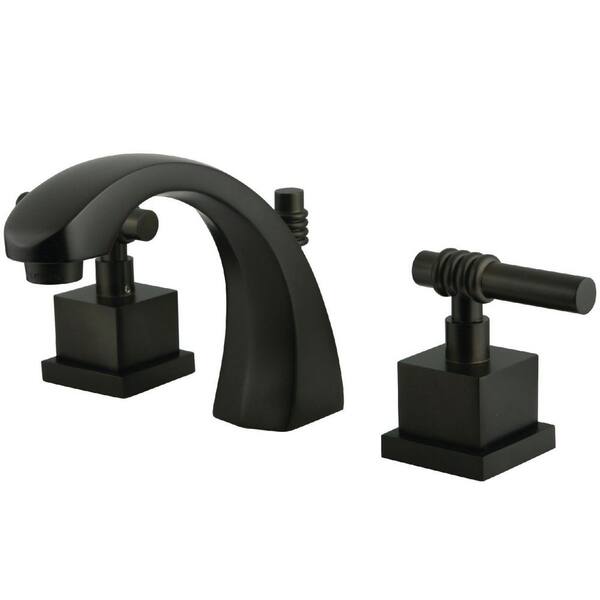 Kingston Brass Milano 2-Handle 8 in. Widespread Bathroom Faucets with Brass Pop-Up in Oil Rubbed Bronze