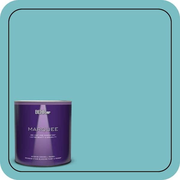 BEHR MARQUEE 1 qt. #M460-4 Pure Turquoise One-Coat Hide Eggshell Enamel Interior Paint & Primer