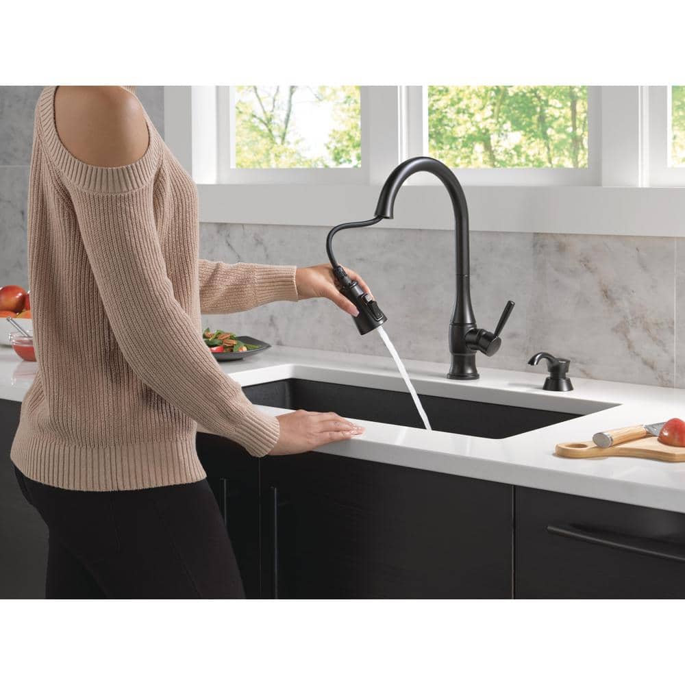 Matte Black Pull-Down Kitchen Faucet with Soap Dispenser