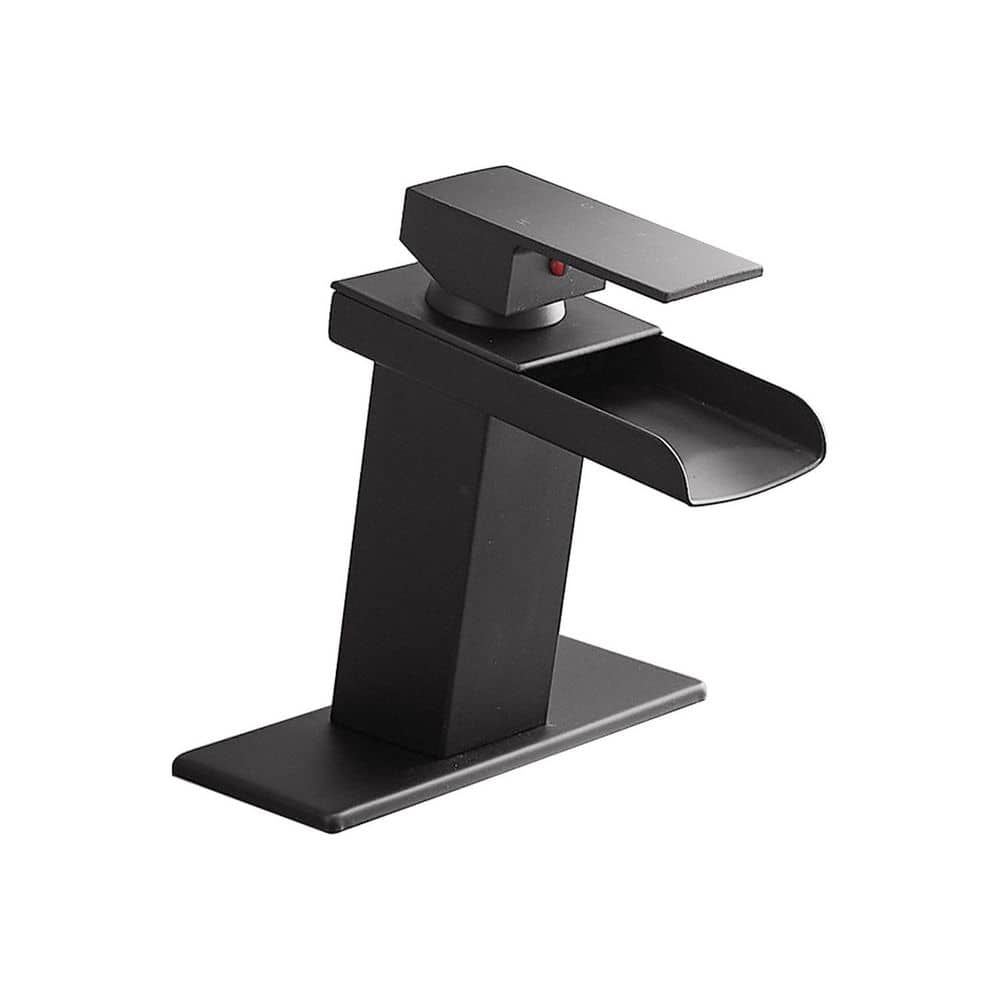 Waterfall Single Handle Stainless Steel Bathroom Faucet with Deck plate in Matte Black price history on PriceWatchPro