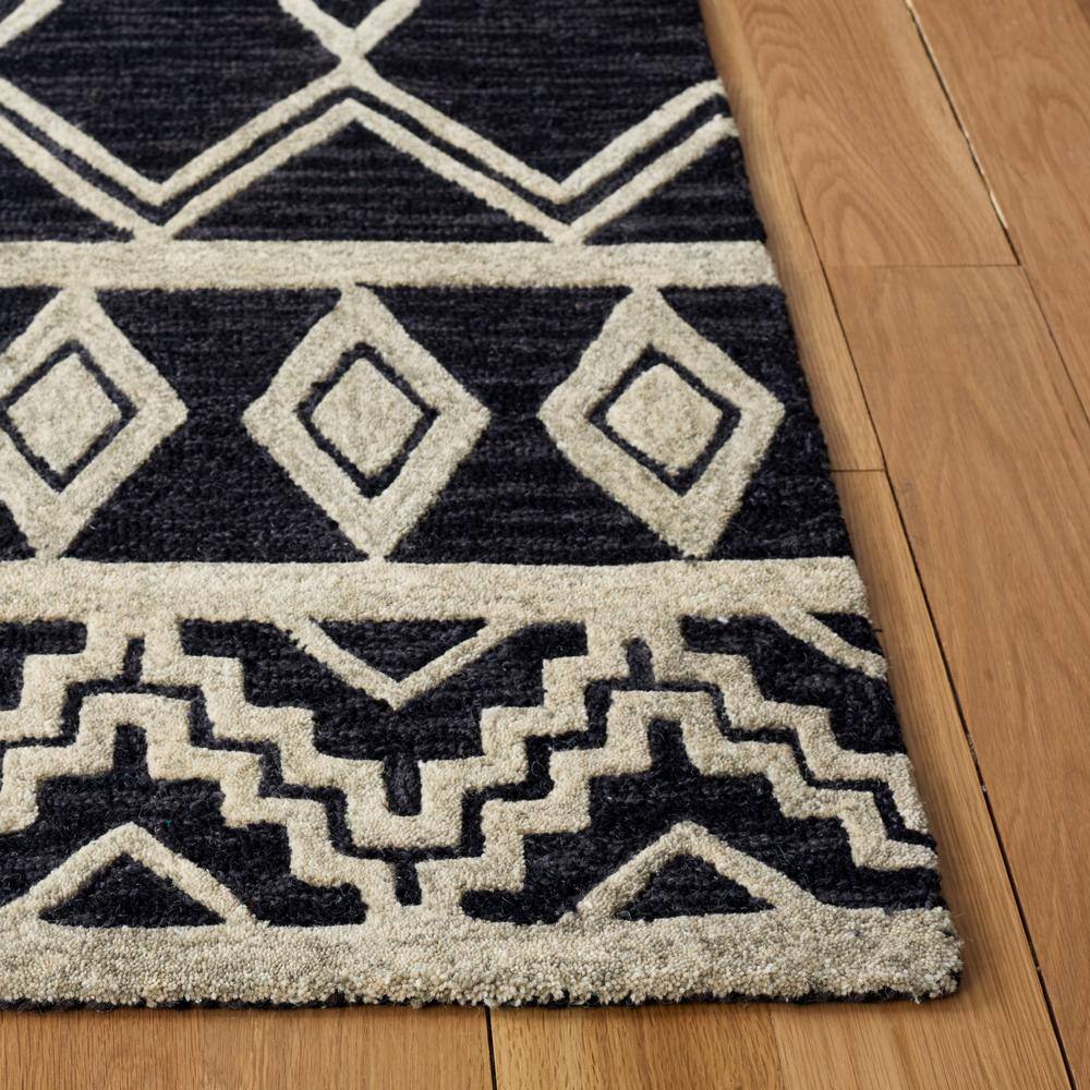 Ivory Abstract Hand-Tufted Wool 6' Square Area Rug