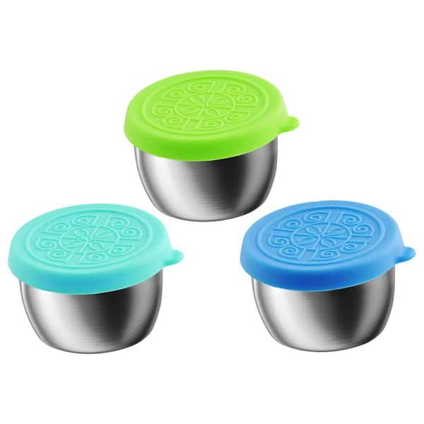 1.6  oz. Silver Stainless Steel Salad Dressing Food Storage Cups with Leakproof Lids Dishwasher Safe 6-Pack Eco-Friendly