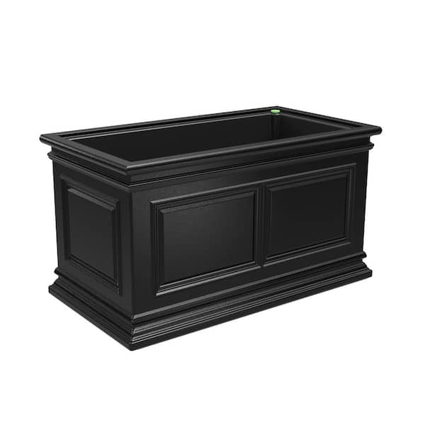 Covington 30 in. L x 16 in. W x 16 in. H, Black Plastic Trough Planter, Self-Watering, 30 in. Rectangle