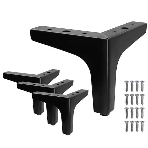 Angel Sar 5 in. Black Metal Matte Black Triangle Legs for Table Cupboard Sofa Couch Chair (4-Pack)