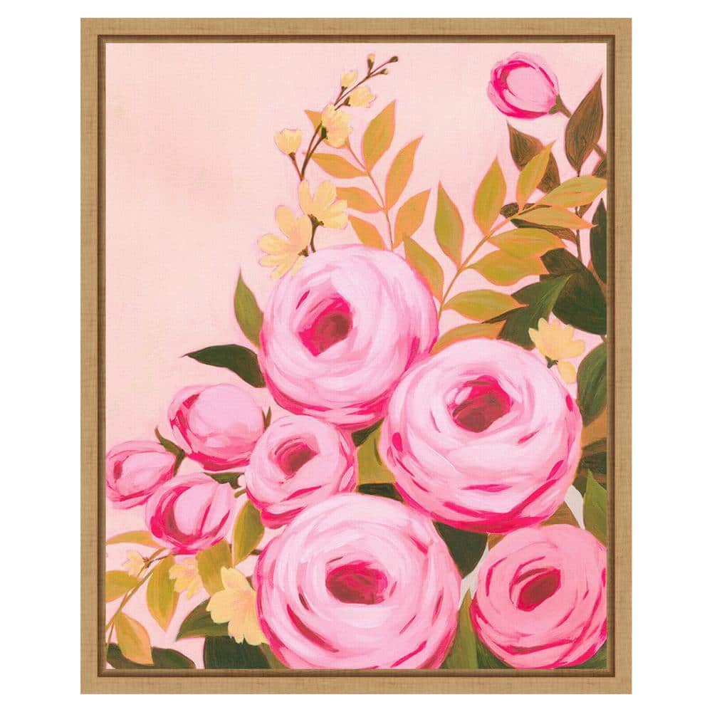 Vibrant Roses II by Grace Popp 16 in. W x 20 in. H. Canvas Wall Art Print Framed in Brown price history on PriceWatchPro