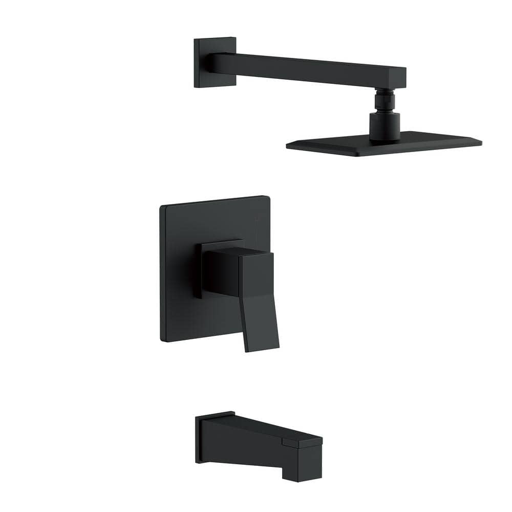 Avian Chrome Wall Mounted Square Tub and Shower Faucet