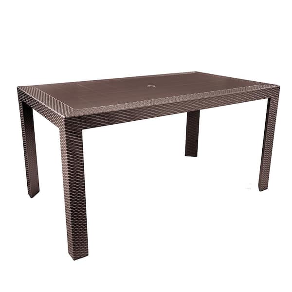 Leisuremod Mace Brown Rectangle Plastic Outdoor Dining Table